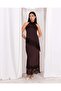 Halter Neck Diagonal Lace Top – Chocolate Brown