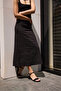 Smon Women's Black Suede Single Strap Thick Heel Sandals - 7