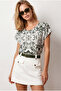 Women's Ethnic Khaki V-Neck Woven Viscose Blouse Blz-19003048 - 2