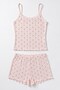 Women's Single 100% Cotton Pajama Set Floral Patterned Rope Strap Ribbed Athlete Shorts Boxer Summer Wear (3712) - 4