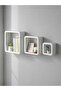 B&S Floating Wall Square Cube Shelves for Bedroom, Living Room, Bathroom, Kitchen - Wood, Set of 3, (WHITE, CUBE) - 3