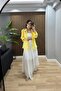 Silky Textured Oversize Shirt Yellow - 3