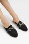 Gold Buckle Detail Straw Weave Women's Slippers Black