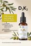 D3K2 Drops - 20 ml - 400 Drops - (1000 Iu D3 & 20 Mcg K2) - 100% Organic Olive Oil Based - 6
