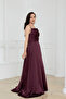 Satin Backless Long Evening Dress with Drawstring - Mürdüm - 6