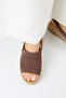 Penny Women's Genuine Leather Belted Buckle Brown Sandals - 8