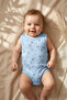 Baby Light Blue Nautical Patterned Sleeveless 100% Cotton Snap-On Bodysuit - Marine Series