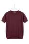 Women's Crew Neck Short Sleeve Openwork Detailed Knitwear Blouse 1550 Plum - 5