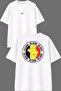 Round Belgian Design Front and Back Printed White Oversize T-Shirt