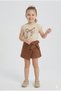 Girl's Bow Embroidered T-Shirt and Shorts Skirt Two-Piece Set 100% Cotton - 4