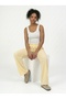 Women's High Waist Striped Relaxed Fit Pocket Pants Elastic Casual Trousers - 4