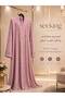 Luxurious Pink Abaya with Soft Embroidery – Loose-Fitting Gulf Women's Abaya with Flowing Fabric for Occasions |   Seeking - 5