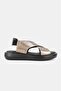 Women's Black Platinum Genuine Leather 36-41 Size Flat Sole Elastic Daily Sandals - 5