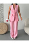 Double Blazer Suit with Thick Belted Vest and Trousers