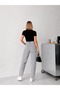 Gray Snow High Waist Stone-Embellished Cropped Mom Jeans - 4