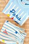 Boys' Cotton Blue Paris Printed T-Shirt and Striped Pants Bottom Top Set - 5