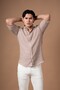Slimfit Collared Buttoned Folded Sleeve Linen Summer Shirt - 3