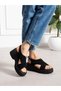 Corvella Black Wedge Heeled Women's Sandals - 4