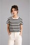Women's Striped Basic T-Shirt Crew Neck Soft Textured 100% Cotton Casual T-Shirt