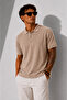 Men's Short Sleeve Ribbed Half Button Closure Polo Collar T-Shirt 26001