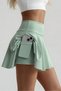 Women's High Waist Pocketed Green Tights Skirt Sports Shorts Skirt Sea Beach Shorts - 6