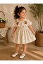 Cherry Detailed Pompom Gingham Girls' Dress