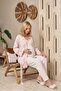 New Season Ecru Pink Patterned Satin Robe with Straps Summer Special Design Maternity Robe Pajama Set - 5