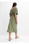 Women's V-Neck Short Sleeve Midi Length Slit Summer Sporty Stylish Dress - 5