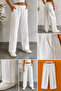 White Denim Trousers with Gold Metal Detail - 3