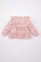 Baby Girl Crew Neck Linen Look Floral Long Sleeve Blouse