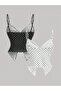Double Front Twist Polka Dot Patterned Thin Strap Alaçatı Crop Top - 2