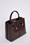 Women's Brown Knot and Gold Detailed Double Handle Baguette Hand and Shoulder Bag - 3
