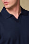 Lido Viscose Viscose Blended Modern Fit Navy Blue Jonny Polo Collar Men's Plain Polo Shirt - 3
