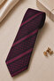 100% Silk Special Design Tie Plum Claret Red - Black