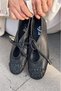 Talorin Genuine Leather Women's Lace-Up Ballerinas Black - 3