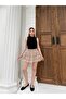 Women's Powder Patterned Ruffled Layered Mini Skirt Frv0188 - 3