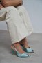 Roxy Turquoise Satin Ankle Strap Open Toe Detail Women's Heeled Shoes - 7