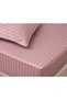 Cotton Plum Color Striped Satin Double King Size Bed Sheet Set - 2