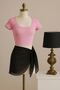Women's Pink Crop Top and Pareo Set of 2, Cross-Tied Transparent Model Beach and Summer Combination Set Ma - 2