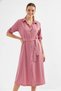 Women's Shirt Collar Belted Dusty Rose Dress - 6