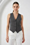 Women's V-Neck Buttoned Short Sleeve Smoked Vest - 5