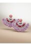Pink Tassel Fan Earrings Ethnic Woven Oversized Bohemian Statement Summer Combination Jewelry - 2