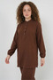 Women's High Collar Buttoned Viscose Brown Double Suit - 3