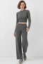 Women's Crew Neck High Waist Straight Cut Knitwear Smoked Suit