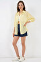 Women's Oversize Vertical Striped Viscose Yellow Shirt - 2
