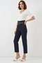 Women's High Waist Belted Navy Blue Trousers - 3