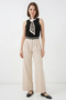 Women's Wide Leg Cream Palazzo Trousers - 7