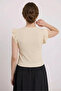 Women's Round Neck Ruffle Sleeve Cream Blouse - 7