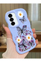 Samsung Galaxy A56 Compatible Case Camera Protector Blue Silicone Couple Phone Case Butterfly Pattern