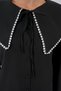 Women's Baby Collar Ruffled Edge Cotton Black Shirt - 6